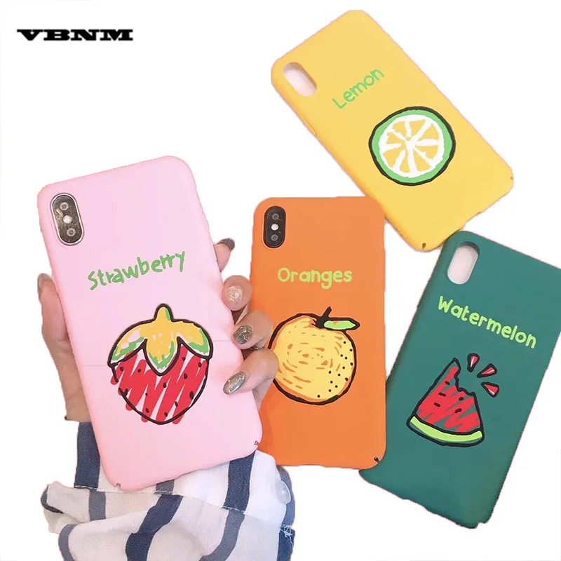 VBNM Fashion Cute Case For iPhone X 7 8 6 Strawbetty watermelon Fruit Phone Cases Hard PC Back Cover |