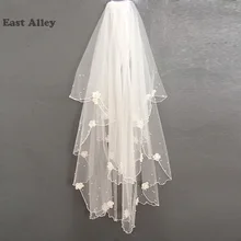 Цвета слоновой кости торжественное платье фата аксессуары ручной работы цветок свадебный вышитый бисером вуали