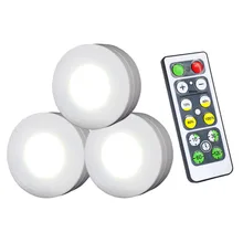 Мини светодиодная подсветка под шкаф AAA батарея питание дома ночника с дистанционным беспроводным светильник ing для шкафа, шкафа, кухни