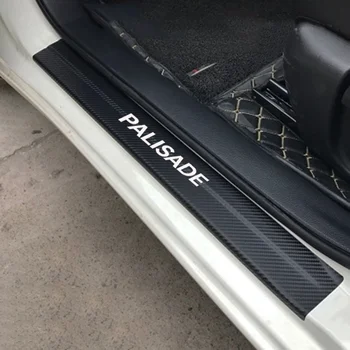 

4Pcs Car Door Sill Protector Sticker Carbon Fiber Vinyl Sticker for Hyundai Palisade