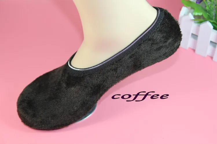 1 пара four seasons взрослый модные мягкие теплые цвет зерна противоскользящие плотный бархат, с нескользящей подошвой, носки-тапочки - Цвет: coffee