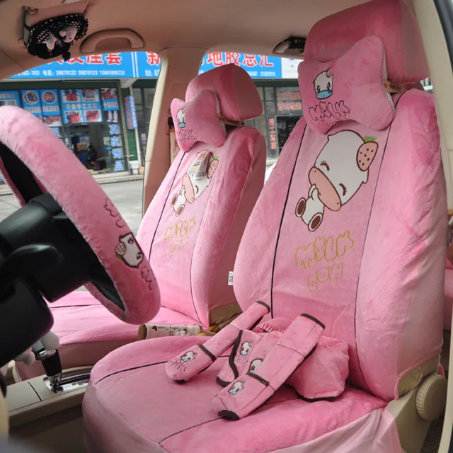 Us 106 43 Small Fu Pig Car Seat Covers Plush Cartoon Cover Winter 19 Piece Set In Automobiles From