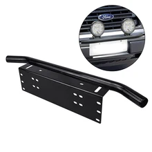 Black 23 Inch Universal Bull Bar Front Bumper Fog Working Lights License Plate Mount Braket Holder
