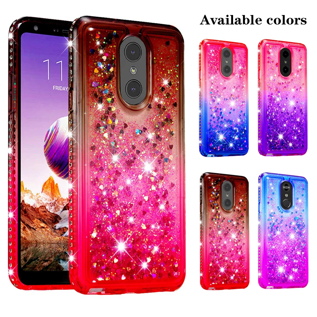 

Glitter Liquid Quicksand Sparkle Diamond Cute Shock Absorption Clear Protective Phone Case Cover for LG Stylo 4 Aristo 2 3 G7