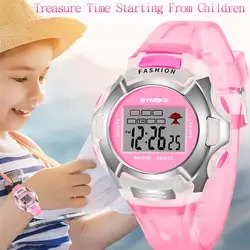 Детские водостойкие часы светодио дный цифровые светодиодные спортивные Будильник Дата светящиеся наручные часы для мальчиков и девочек