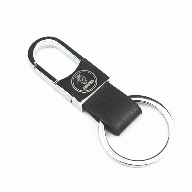 

3D Fashoin Alloy Leather Car Keyring Emblem Badge Key Ring For Saab 93 95 Saab 9-3 9-5 900 9000 Key Chain Car Styling