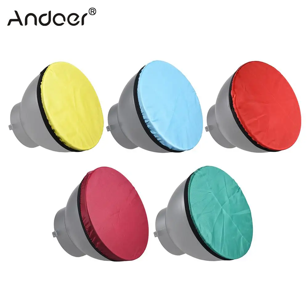 

Andoer Photo Studio Light Soft Diffuser Cloth Kit for 7" 180mm Standard Studio Strobe Reflector Lighting Diffuser 5 Colors/Set