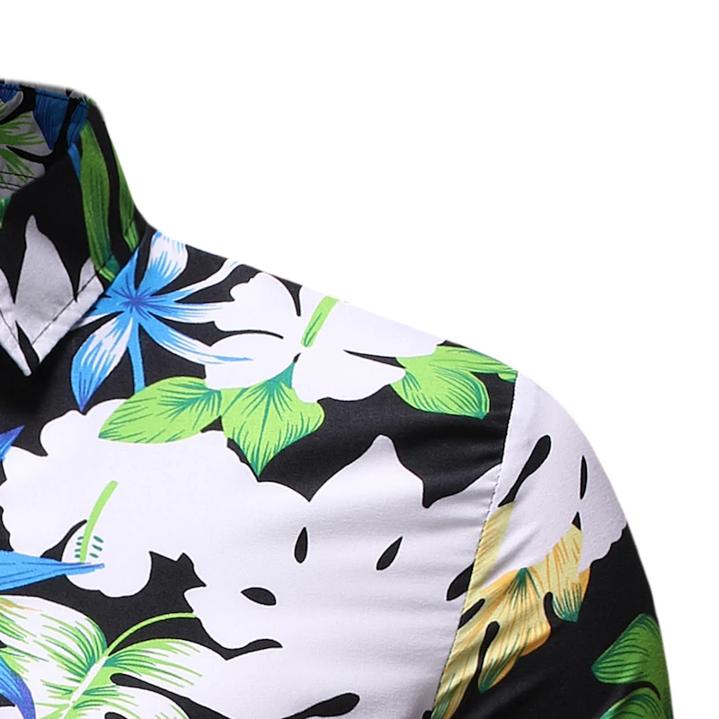Летняя модная пляжная Гавайская Мужская рубашка с коротким рукавом, белый цветочный принт, тропический Алоха, мужские вечерние рубашки для отдыха, гавайская рубашка