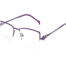 MONGOTEN женские модные ретро полуобода сплава Роскошные Алмазные оправа для очков от близорукости фиолетовые прозрачные линзы оптические очки Goggle