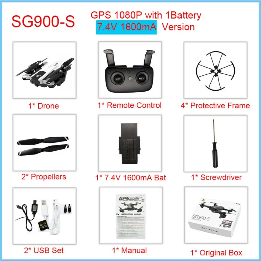 Профессиональный gps Дрон с wifi FPV 1080P 720P HD камера SG900S 20minis Flying Follow Me Hold складной Радиоуправляемый Дрон вертолет - Цвет: White1080p1BBox