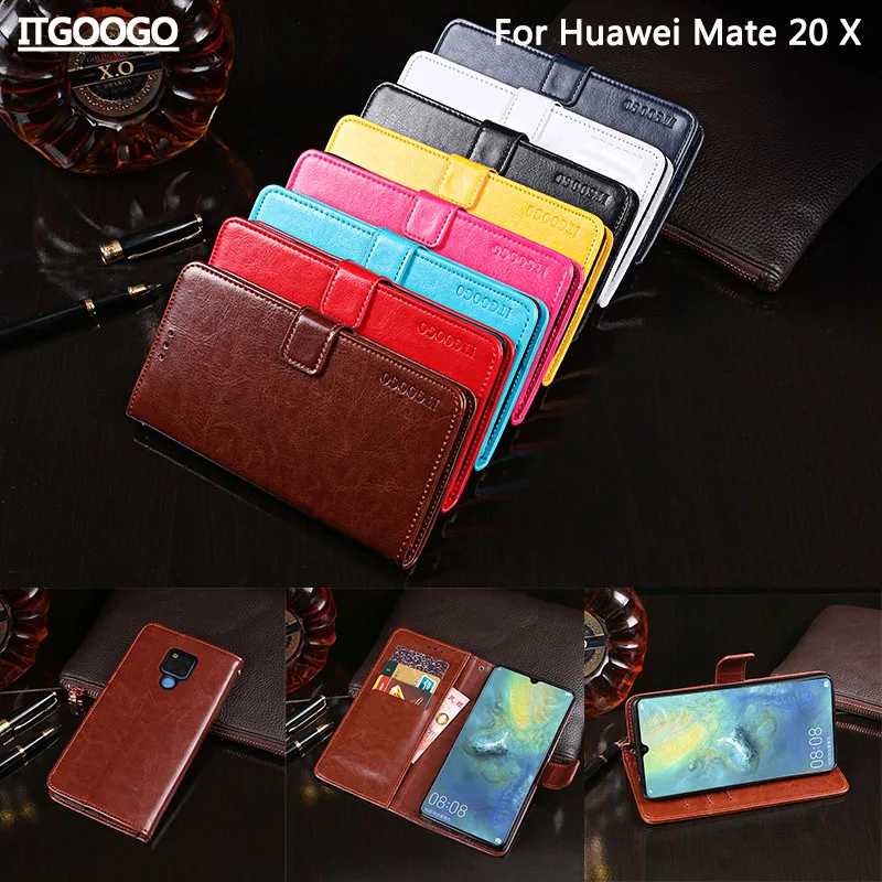 Чехол для huawei mate 20 X Роскошный кожаный флип-чехол защитный чехол телефона задний |