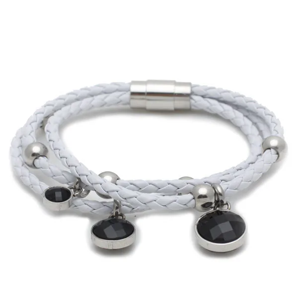 Buy Fashion White Leather Wrap Bracelet With Charm