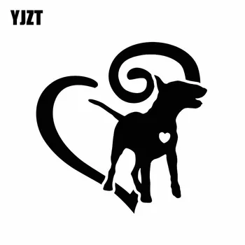 

YJZT 15CM*15CM Bull Terrier Love Pet Animal Decoration Vinyl Car Sticker Black/Silver C2-3318