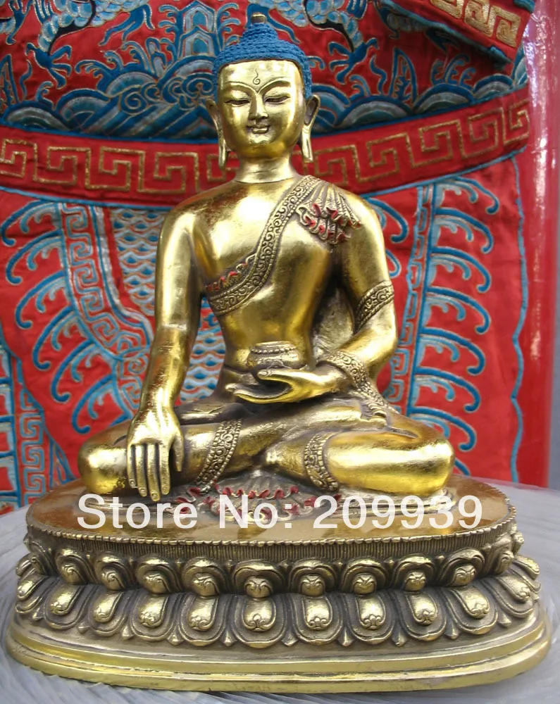 

Rre Tibetan Buddhist bronze coated gold colour MANJUSHRI Buddha statue 26 cm (A0314)