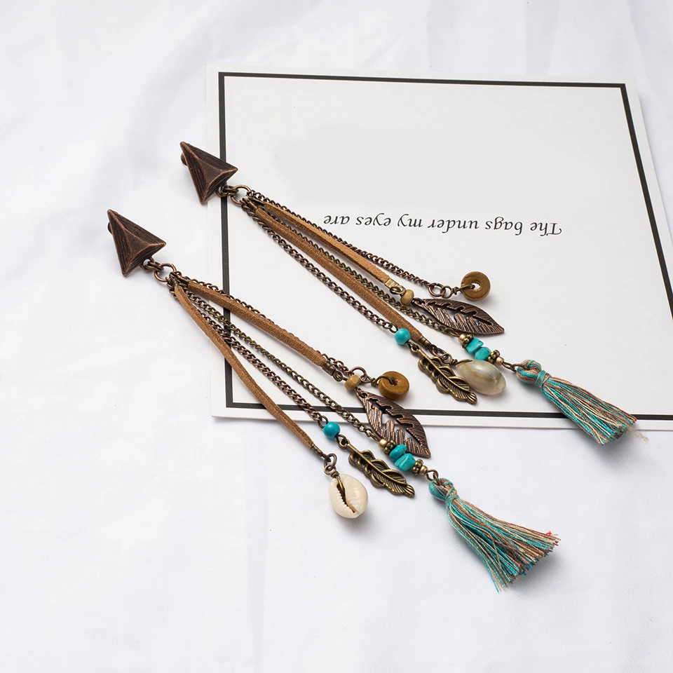 Antique Boho Bohemian Ethnic Handmade Long Tassel Dangle Drop Earrings for Women Female 2018 Earrings Jewelry Accessories