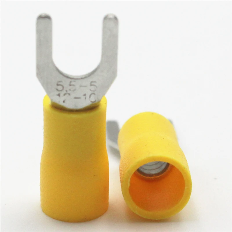 

500pcs SV5.5-5 Furcate Pre-insulating Terminal Cold pressed terminals/Cable Connector/Wire Connector Brass for AWG12-10