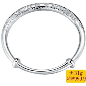 

2020 Rushed Sale Women No Bangle Fortune Authentic Fine Bracelet Chinese Wind Push-pull Sterling Mother Elders In The Elderly