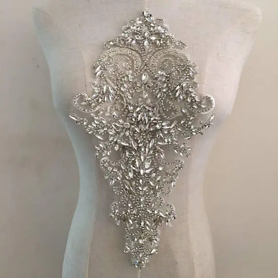 

Crystal Bodice Applique For Wedding Dress Bridal Supplies Rhinestone Bodice Applique B3#