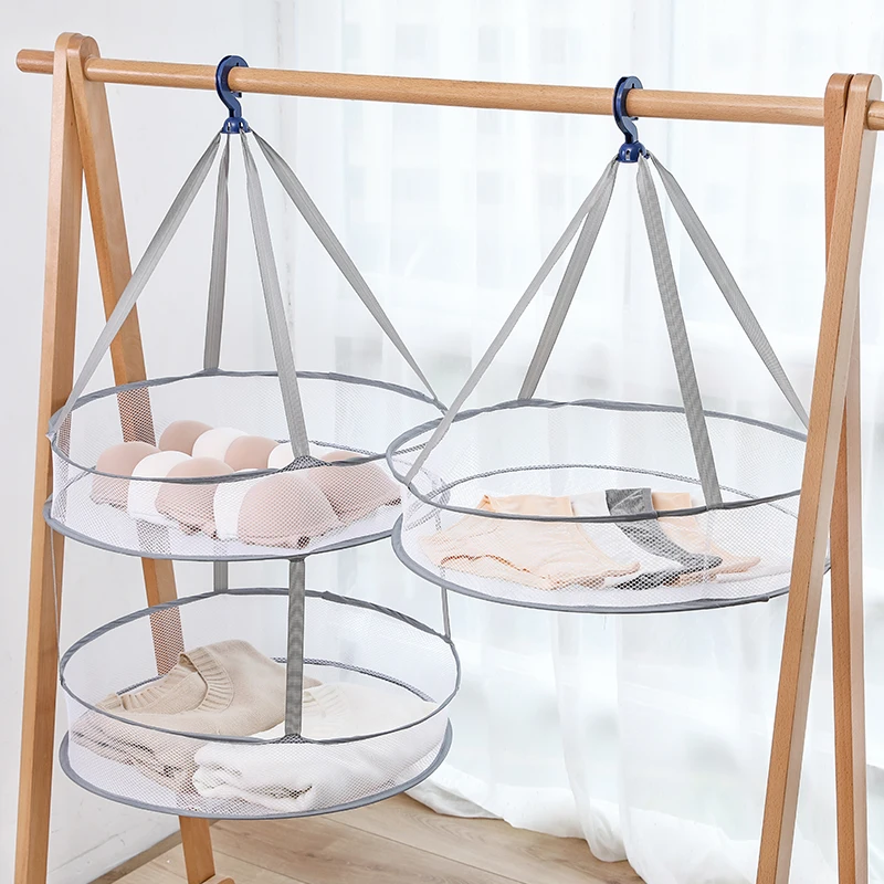 

Clothes Basket Wash Drying Clothes Basket Drying Rack Mesh Drying Socks Double-layer Clothes Net Drying Bra Hanger