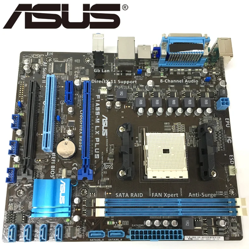 Asus оригинальная F1A55-M LX PLUS настольная материнская плата A55 Socket FM1 DDR3 32G для A/E2 оригинальная б/у материнская плата в продаже