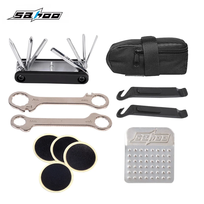 

SAHOO bicycle repair tool kits bike tools 7 in 1 multi function tools tire repair hex wrench with saddle bagTool kits