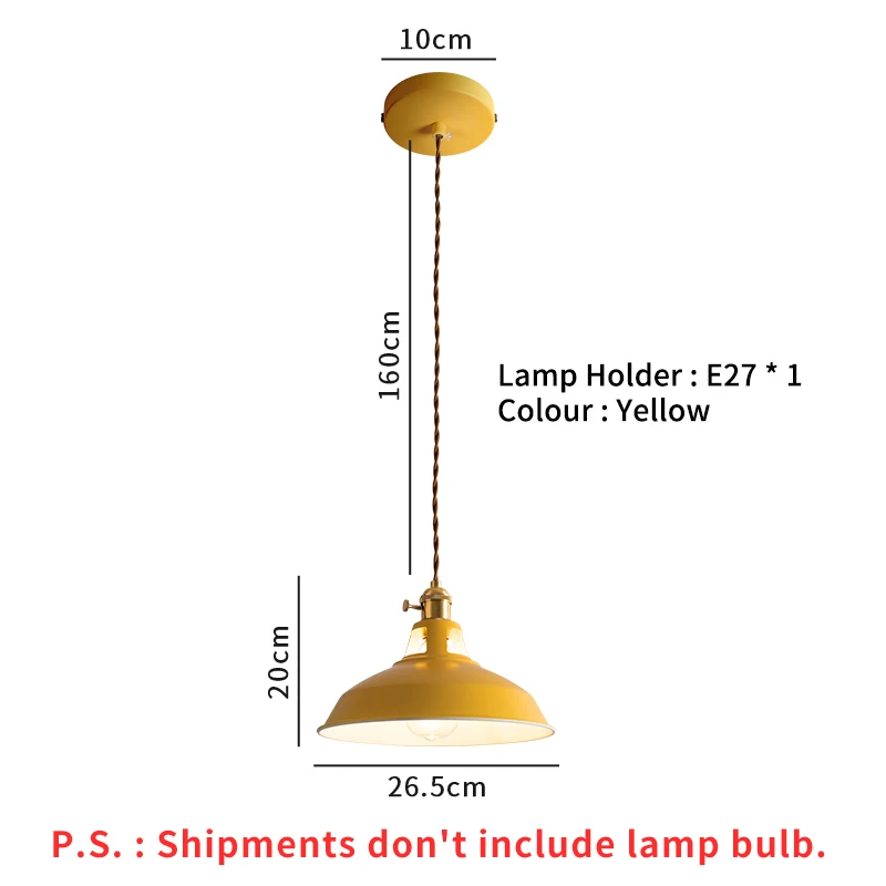 EL 7 цветов Macaron винтажные подвесные светильники Лофт русская подвеска лампа ретро спальня домашнее освещение - Цвет корпуса: yellow no bulb