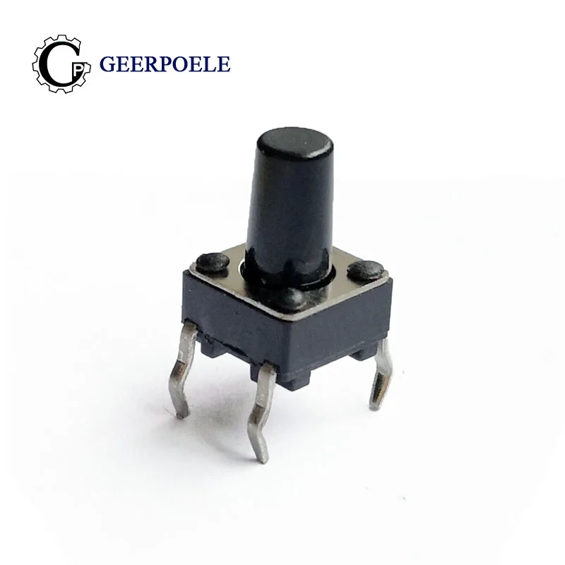 

100 pcs/lot 6*6*9.0mm DIP 12V 0.5A Push Button Micro Switch 4 PIN Tactile Tact Direct Plug-in Self-Reset Interruptor