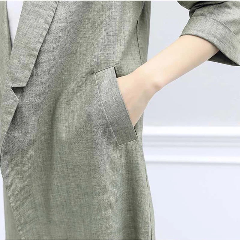 Ellacey Cotton Linen Blazer Pant Suits Women's 2019 Spring Fashion Two-piece Suit Office Ladies Elegant 2 Pieces Pants Suit