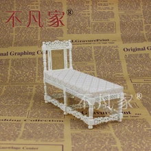 Кукольный домик 1/12 Весы тонкой миниатюрная мебель белый классический шезлонг