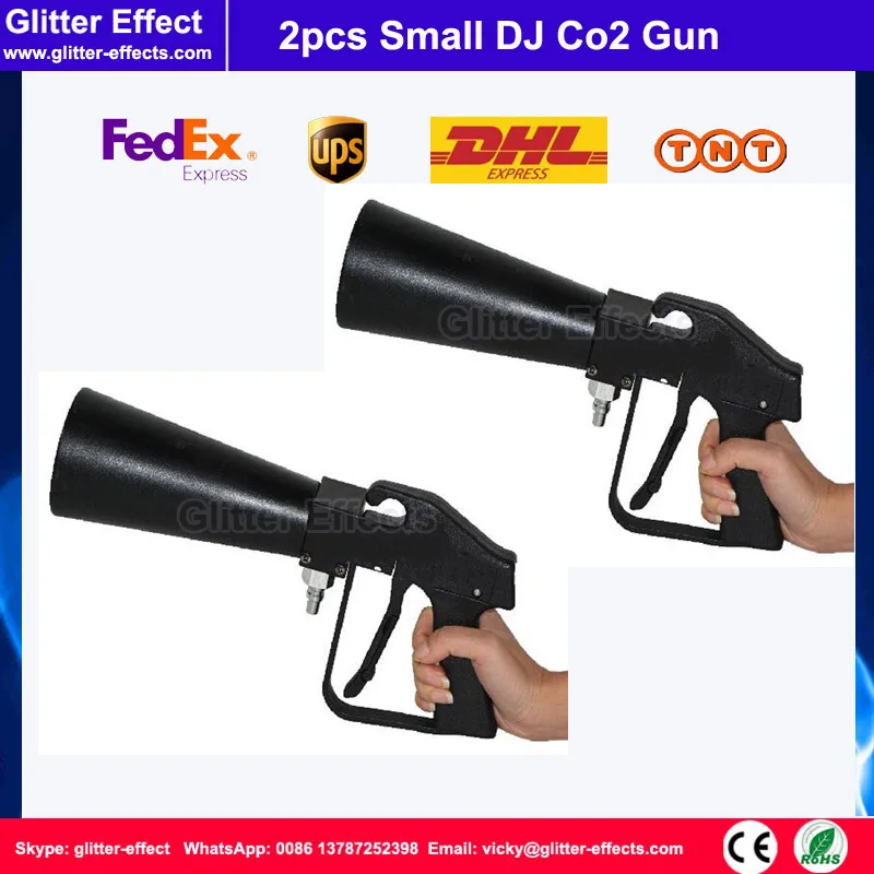 2 יח'\חבילה מיני יד אחיזת אקדח Co2 השפעת שלב דיסקו לילה תיאטרון נייד DJ מועדון מפלגה בר מופע מוסיקה קטן אקדח Co2 jet קנון