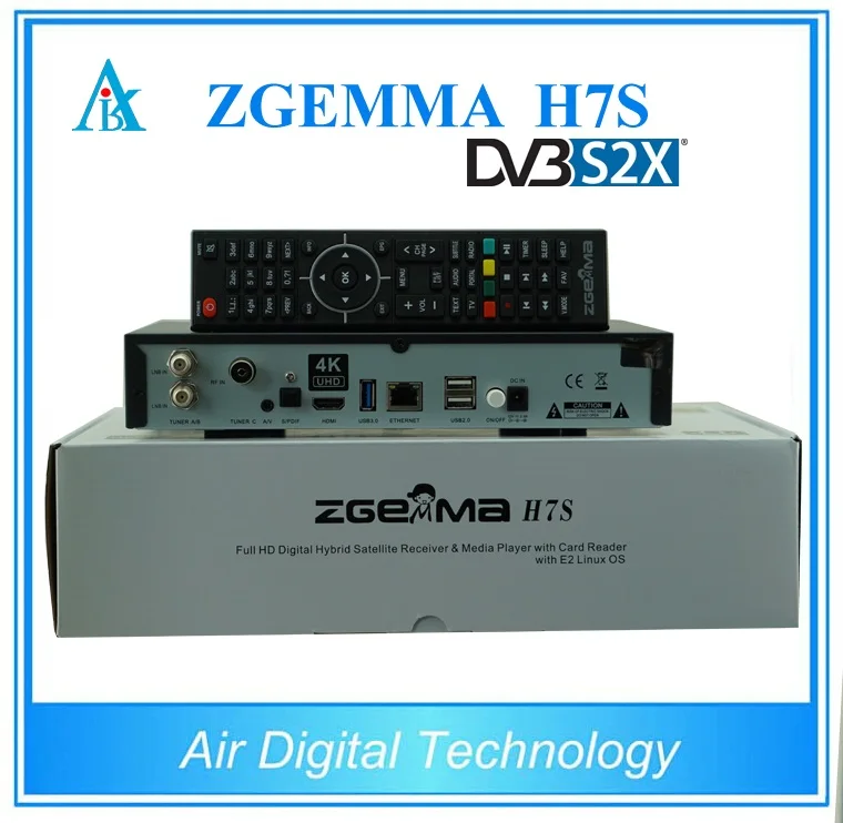 2 шт./лот 4K UHD Zgemma H7S 2xDVB S2X + DVB T2/C HEVC H.265 спутниковый ресивер Linux Enigma IPTV BOX| |