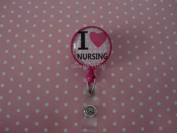 

2015 Hot Alligator I Loveing Nurse Plastic id badge Reels 10pcs/lot