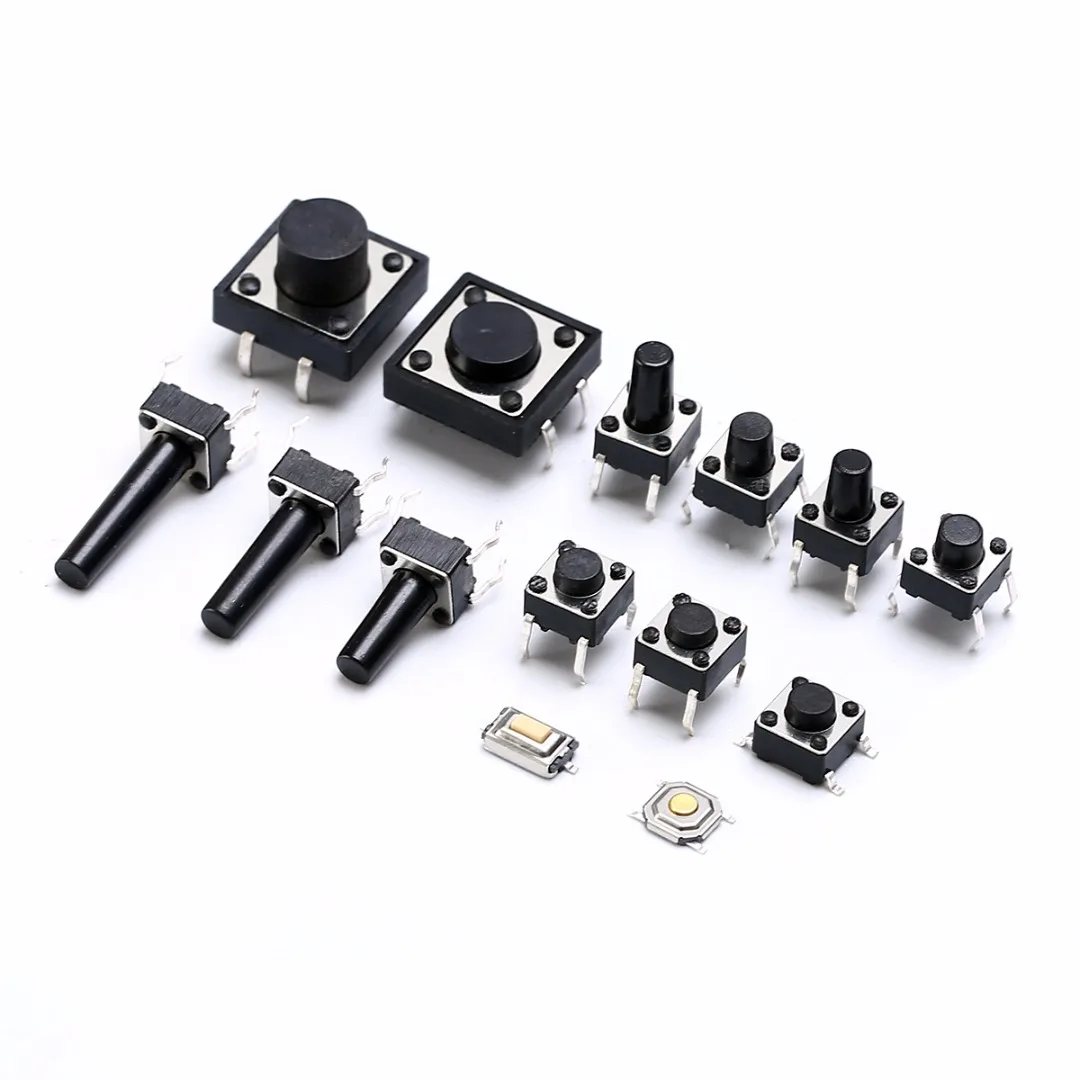140pcs 14 Types Miniature Tactile Switches Push Button Momentary Tact Miniature Pushbutton with Good Electrical Conductivity