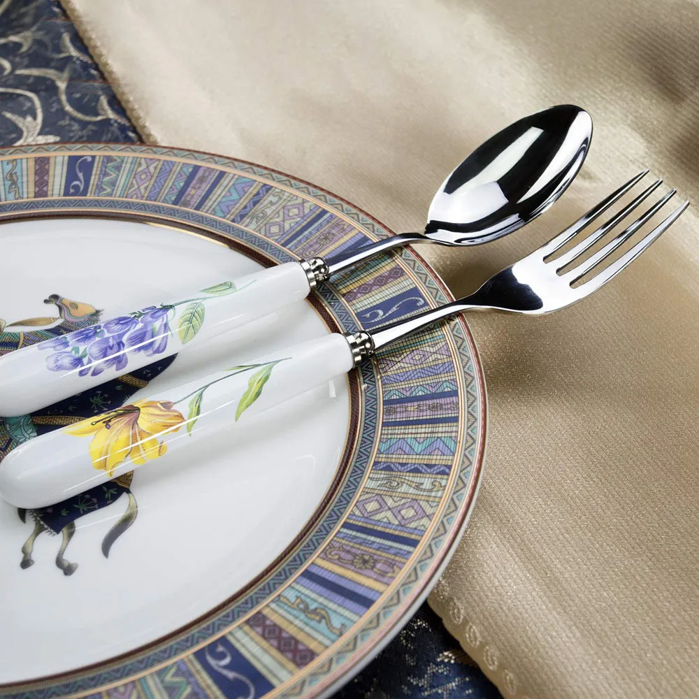 US $52.61 24 Pcs Stainless Steel Flatware Set Luxury Silverware Dinnerware Western HighGrade Mirror Polishing Cutlery Sets Gift Box Party