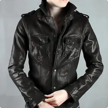 Новое поступление, британский стиль, мужская куртка из натуральной овечьей кожи, однобортное Мужское пальто с карманами, модное мотоциклетное пальто