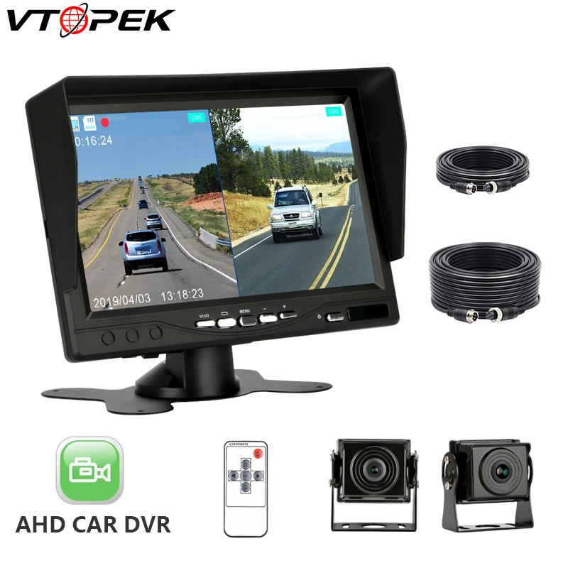 Vtopek 7 &quotAHD автомобильный монитор циклическая запись SD карта два сплит экрана