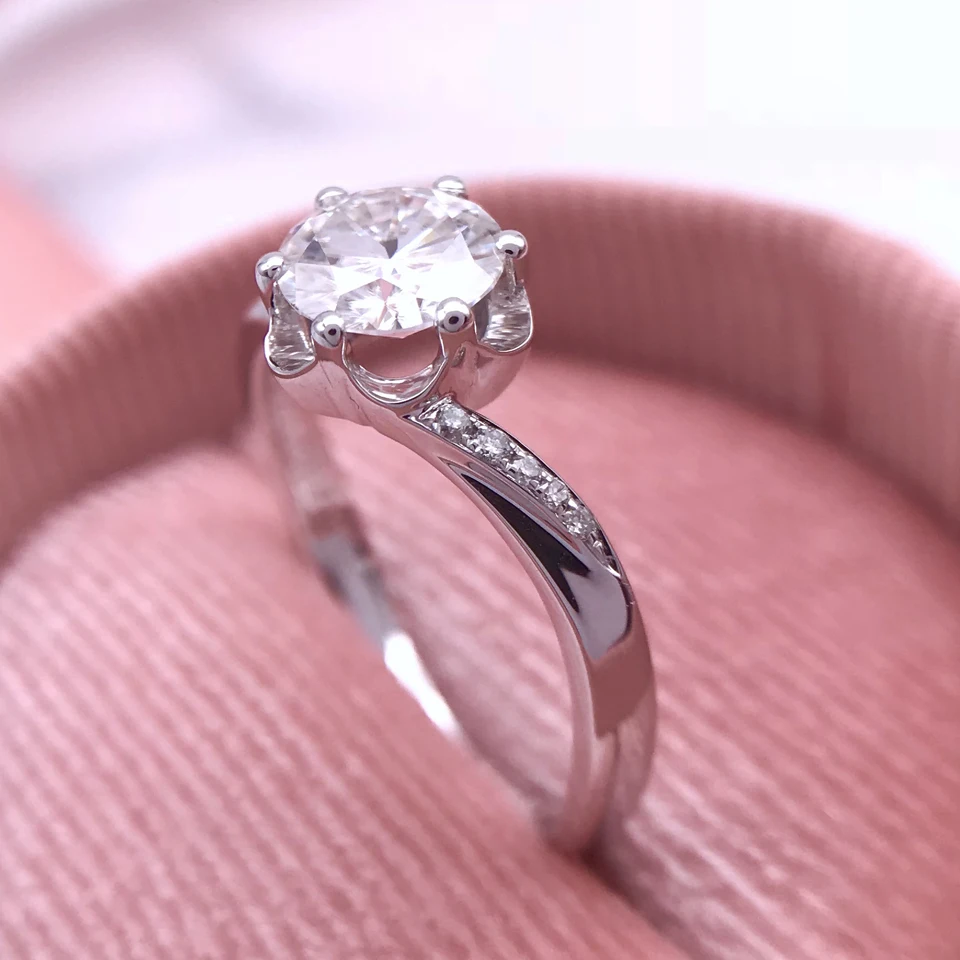 0.8CT Charles Colvard Муассанит Обручальные Кольца чистое 18 К Белое Золото Сердца и стрелы DEF бесцветные VVS кольца с муассанитом для женщин