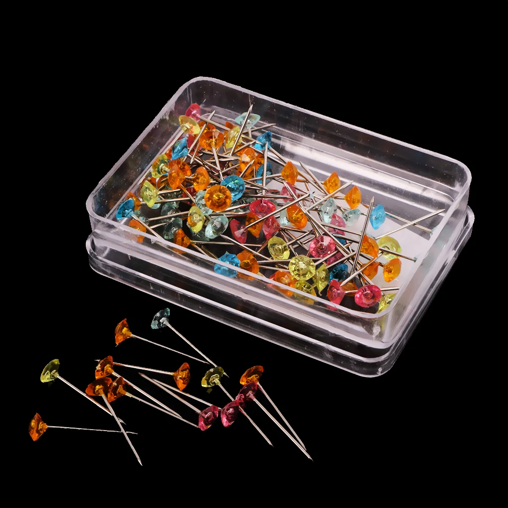 85pcs Clear Pearl Diamond Head Dressmaking Pin Decorating Sewing Scarf Pins for DIY Clothes Wedding Dresss Garment Clips Tools