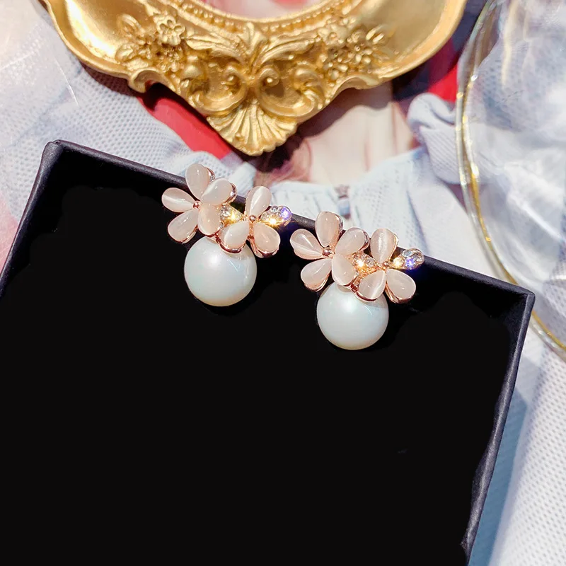 Корейские милые жемчужные цветочные серьги женские простые элегантные Подвески новые ювелирные изделия милый подарок