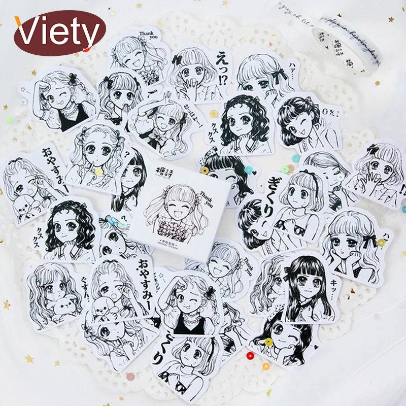 

45 pcs/lot Beautiful cute girl student paper sticker decoration DIY ablum diary scrapbooking label sticker kawaii stationery