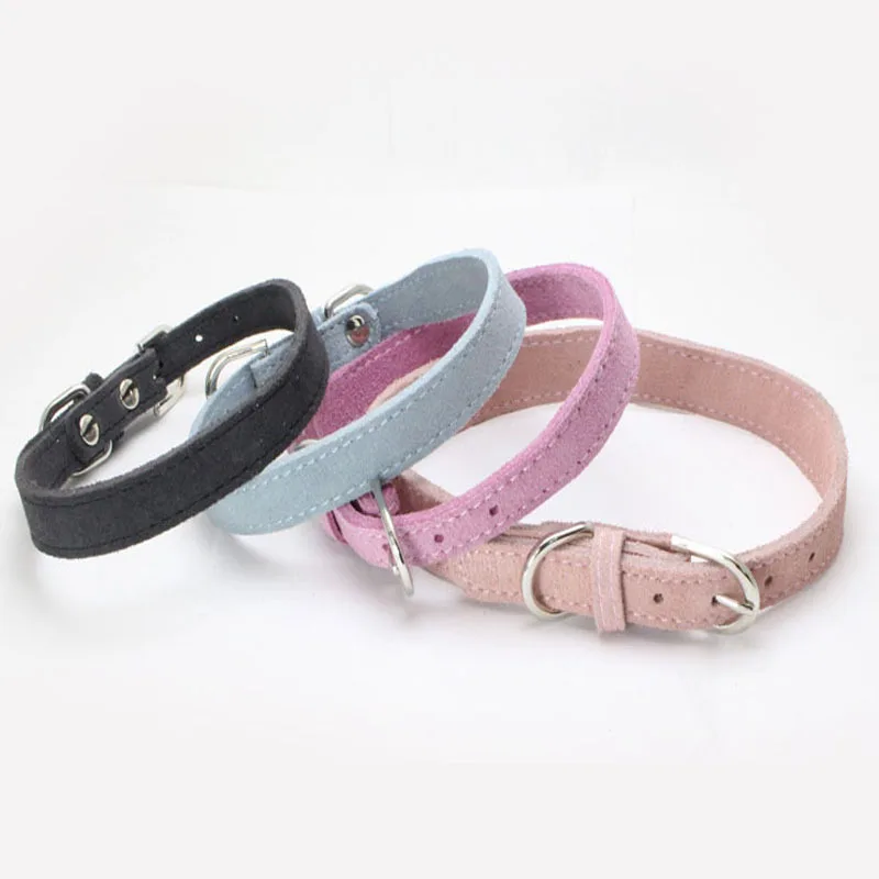 New Double frosted Leather Collar Pure Leather Dog Collar Luxury Real