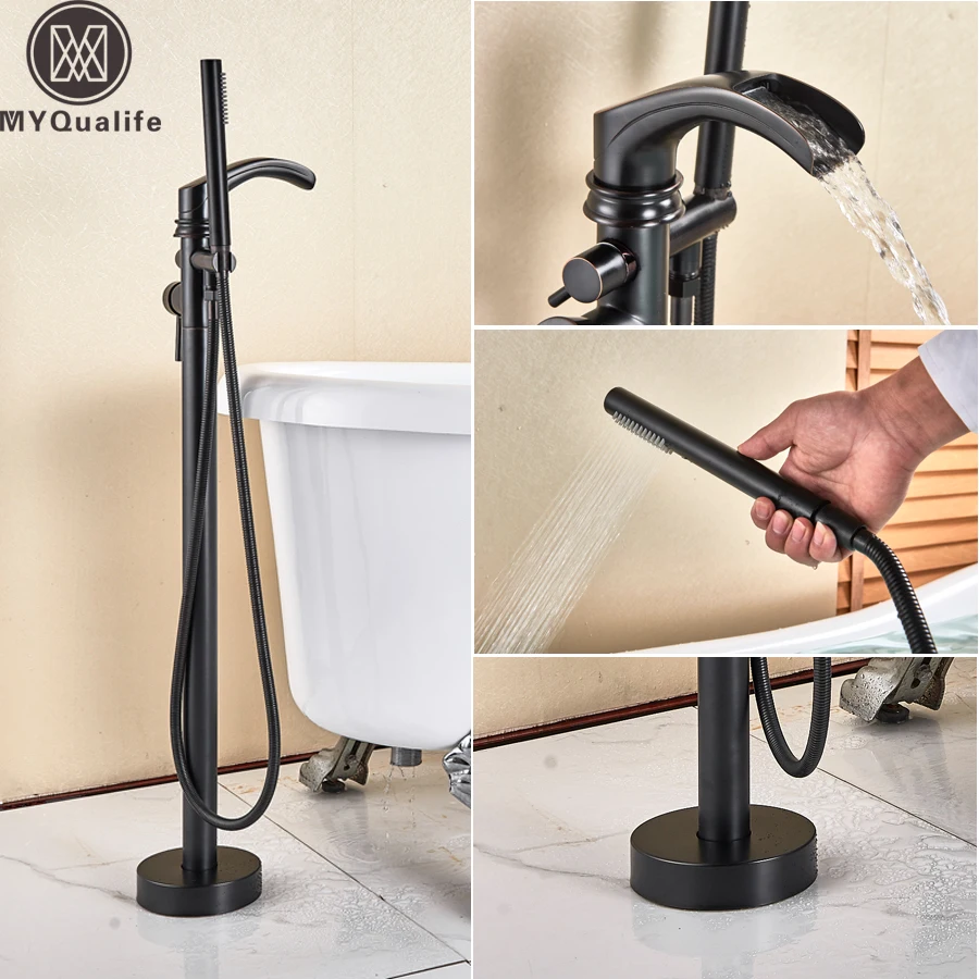 Black Bronze Clawfoot Bathtub Faucet Single Handle Floor Mounted