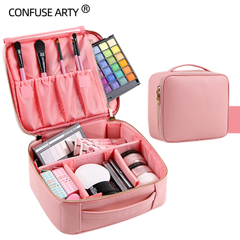 

2018 Pink/Red/Black Professional Cosmetic Bag Small Portable Makeup Waterproof Storage Case