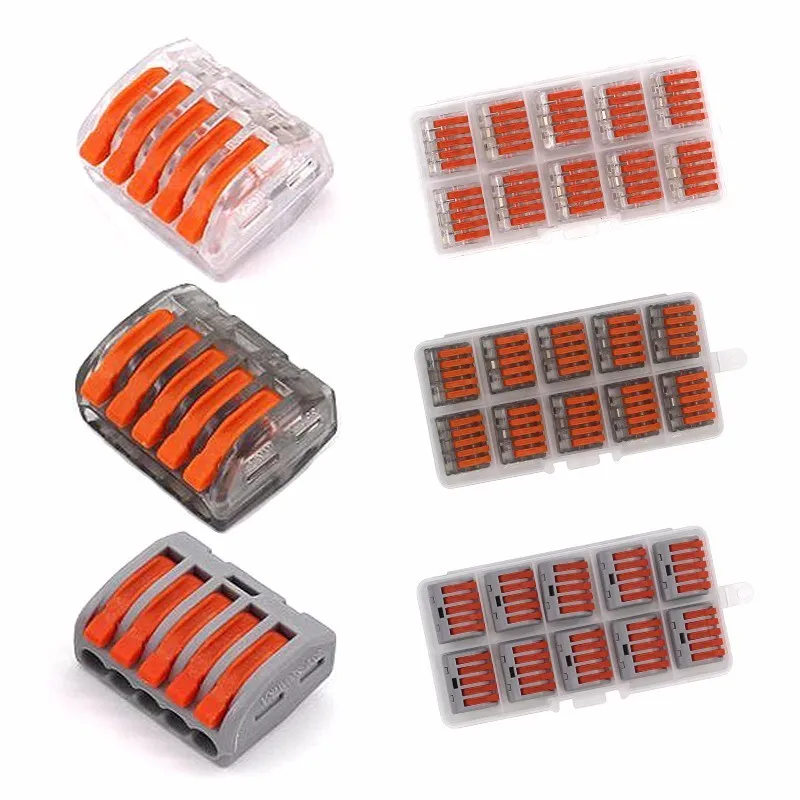 

Wago Type 222-415 10pcs/Box Conductor Terminal Block Universal Compact Wiring Splicing Conector Terminal Block Connectors