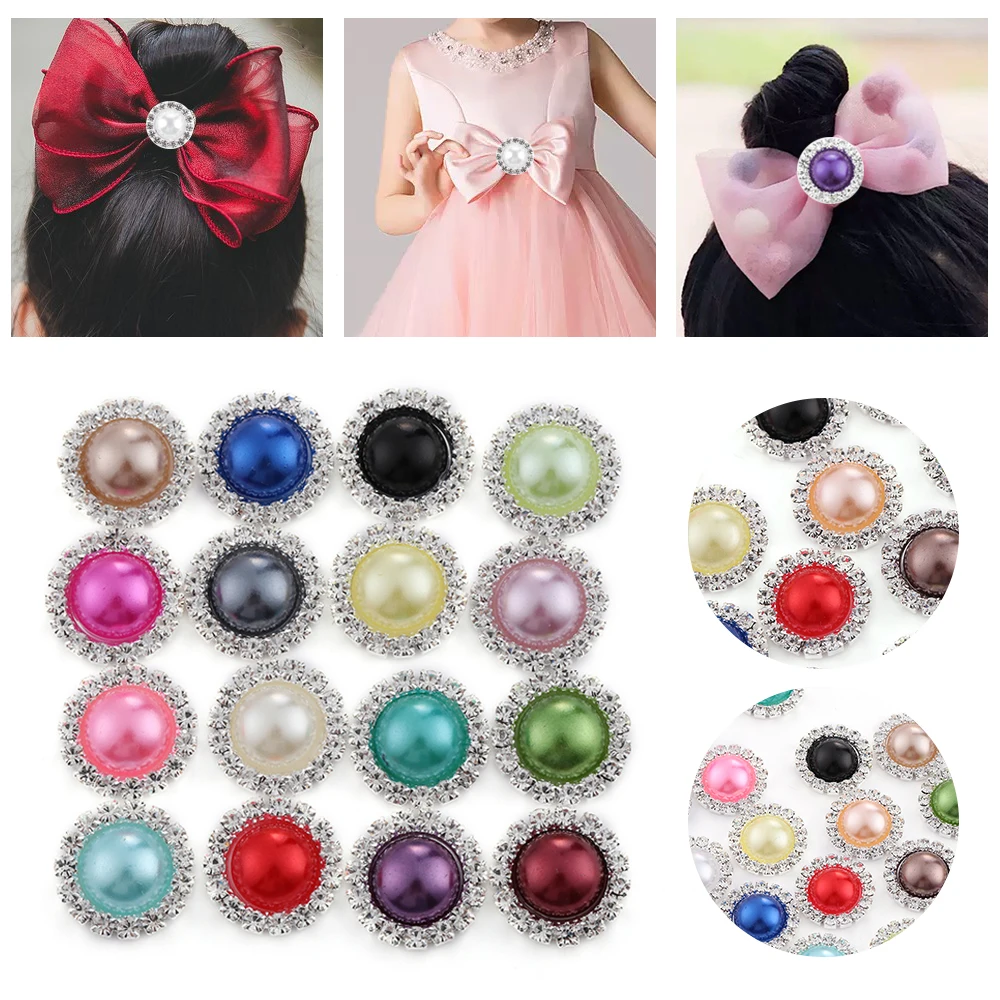 

10pcs/Lot 15mm Pearl Wedding Diamond buttons Factor Outlets Rhinestones buttons DIY Hair Accessory Decorative Buttons