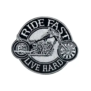 

RIDE FAST LIVE HARD Embroidered punk biker Patches Clothes Stickers Apparel Accessories