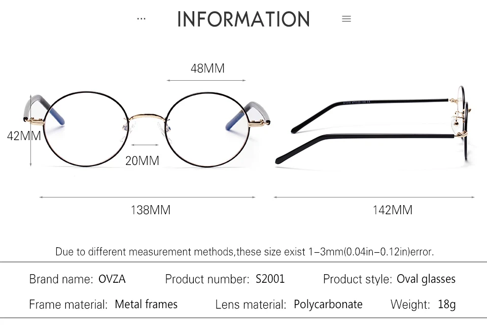Овальная Ретро оправа для очков OVZA, женская модная металлическая оптическая оправа, мужские классические очки для чтения, маленький ультра-светильник S2001