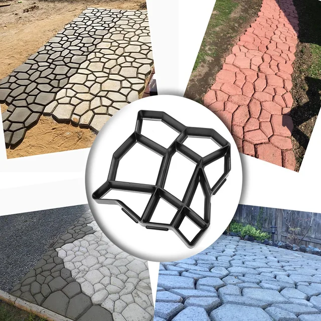 Ornaments Garden Pavement Mold DIY Plastic Path Maker Mold Manually Paving Cement Brick Molds The Stone Road Concrete Molds Tool