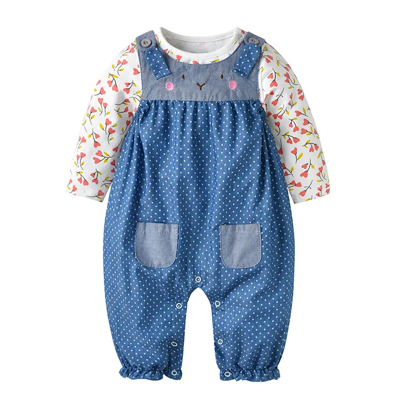 

Spring Newborn Baby Girls Clothes Sets Fashion Suit Bodysuit + Overalls Suit Toddler girl Outside Wear Sports Suit Clothing Sets