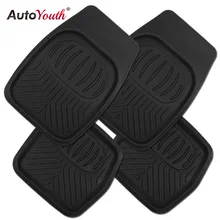 AUTOYOUTH резиновые автомобильные коврики универсальные подходят для водителя и пассажирского сиденья ребристые сверхпрочные резиновые напольные коврики для машины черные